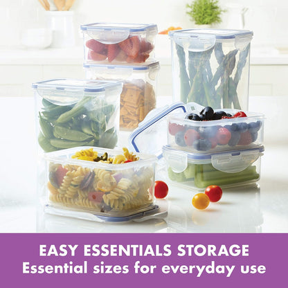 Lock & Lock HPL817S12 Easy Essentials Storage Set/Food Containers Airtight Bins/BPA-Free/Dishwasher Safe, 24 Piece - Clear