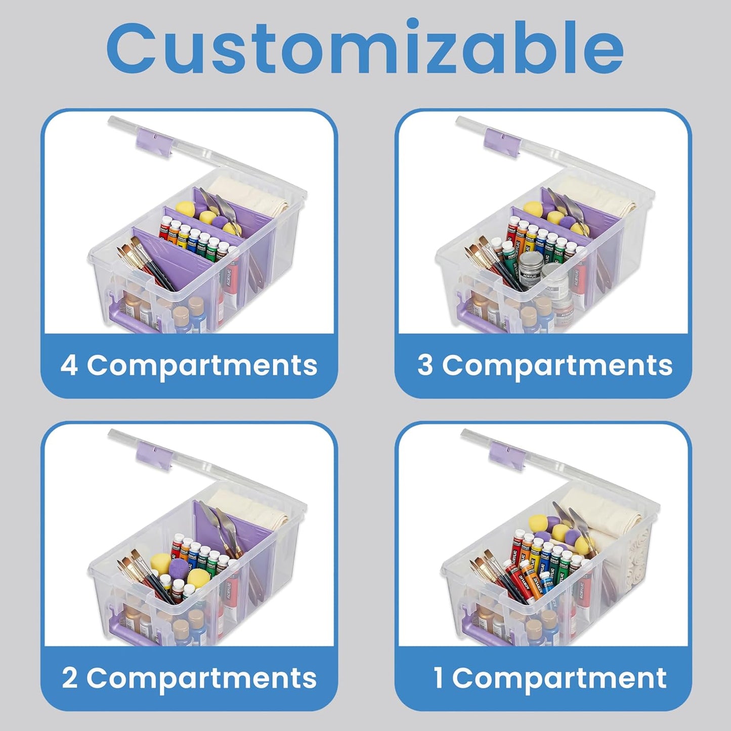 ArtBin Semi Satchel Portable Craft Organizer with 3 Dividers - Clear Plastic Storage Case for Art & Craft Supplies