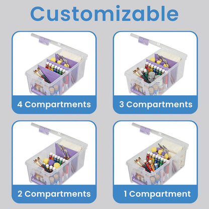 ArtBin Semi Satchel Portable Craft Organizer with 3 Dividers - Clear Plastic Storage Case for Art & Craft Supplies