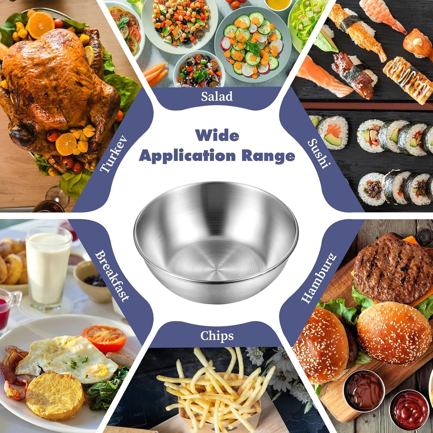 16 Pack Small Stainless Steel Bowl Sauce Dishes 3.5 inch Round Seasoning Dishes Small Sushi Dipping Bowls for Prep Appetizer Plates Set for Kitchen, Reusable and Dishwasher Safe