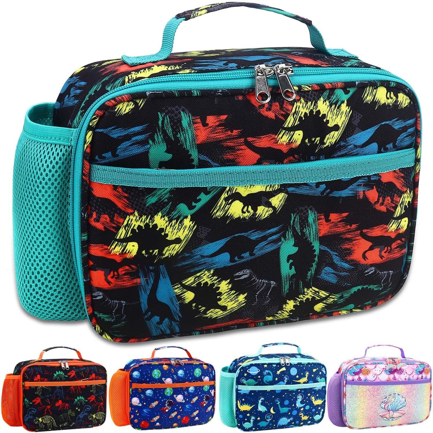 RHCPFOVR Kids Lunch Bag - Insulated Lunch Box for Boys Girls,Washable Lunch Bag and Reusable Toddler Leak-proof Lunchbox for School and Daycare - Colors B