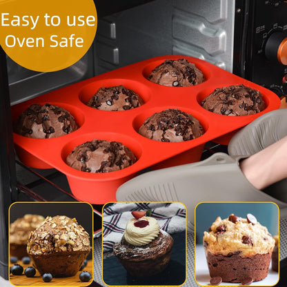 CAKETIME 12 Cups Silicone Muffin Pan - Nonstick Cupcake Pan 1 Pack Regular Size Silicone Mold for Baking