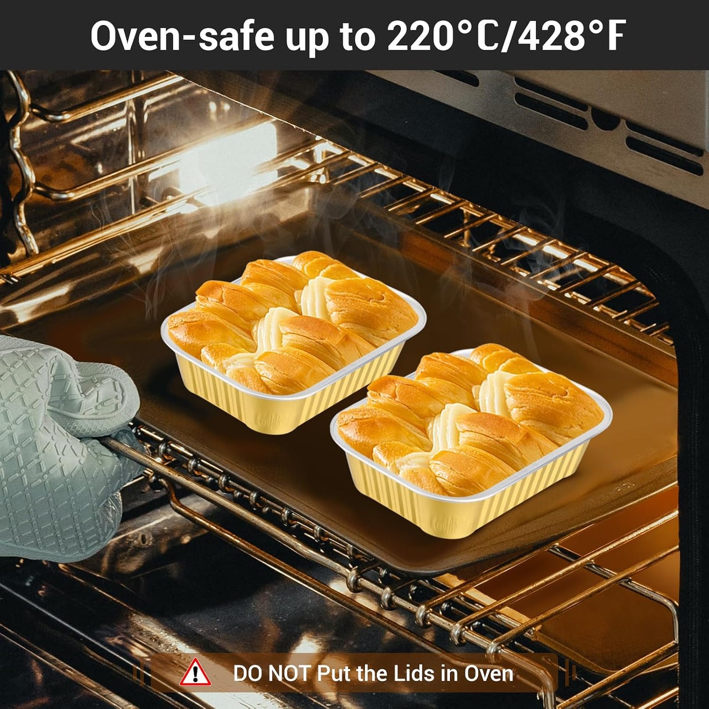 EUSOAR Aluminum Pans with Lids, 50pack 32oz Small Disposable Foil Loaf Cake Food Storage Pans, Catering Party Meal Prep Freezer Drip Pans for Microwave Oven Safe Cooking,Baking,Heating,Takeout