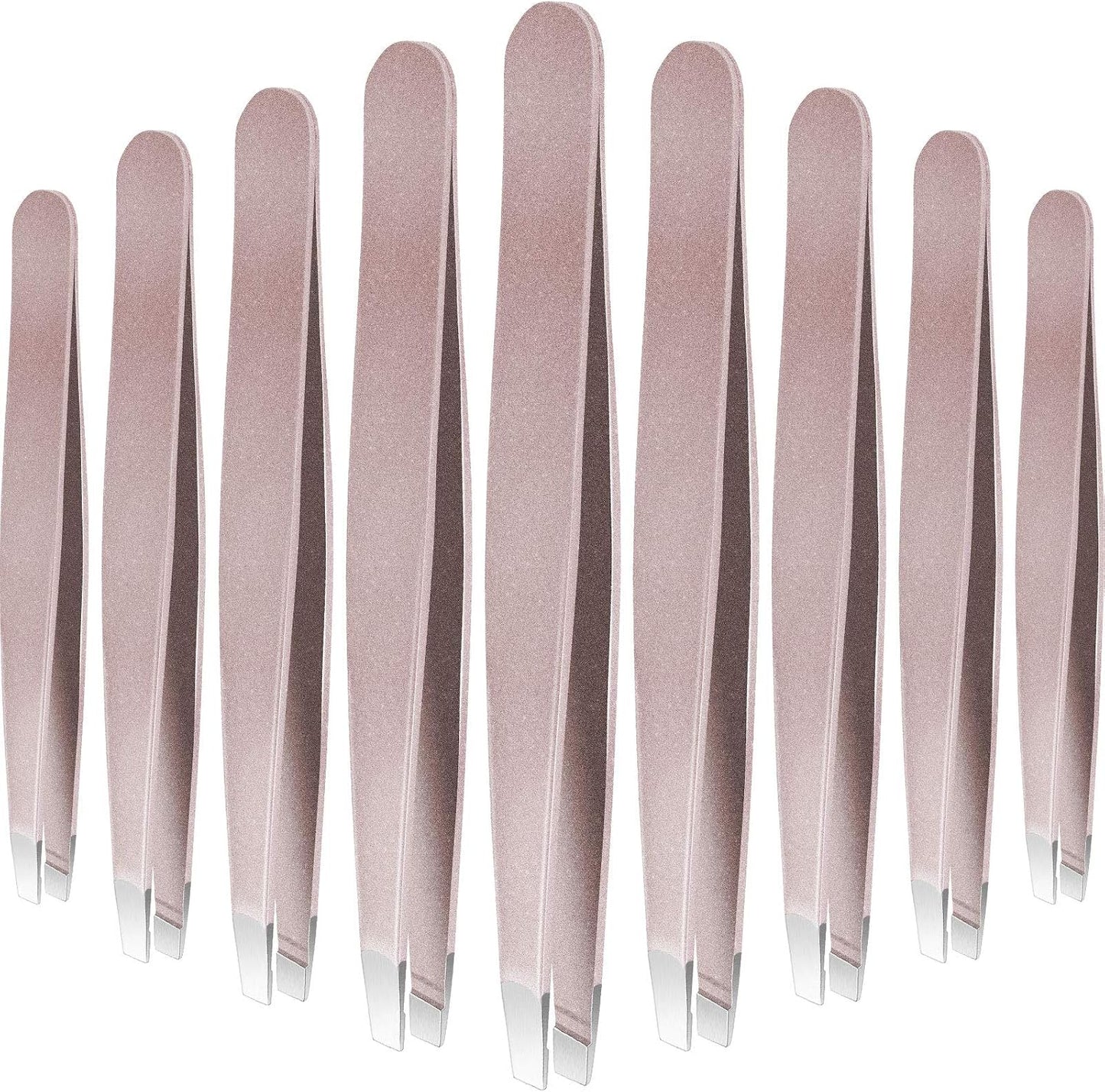 Mudder 12 Pcs Eyebrow Tweezers Set for Facial Hair Stainless Steel Slanted Tip Tweezers in Bulk for Men and Women(Silver)