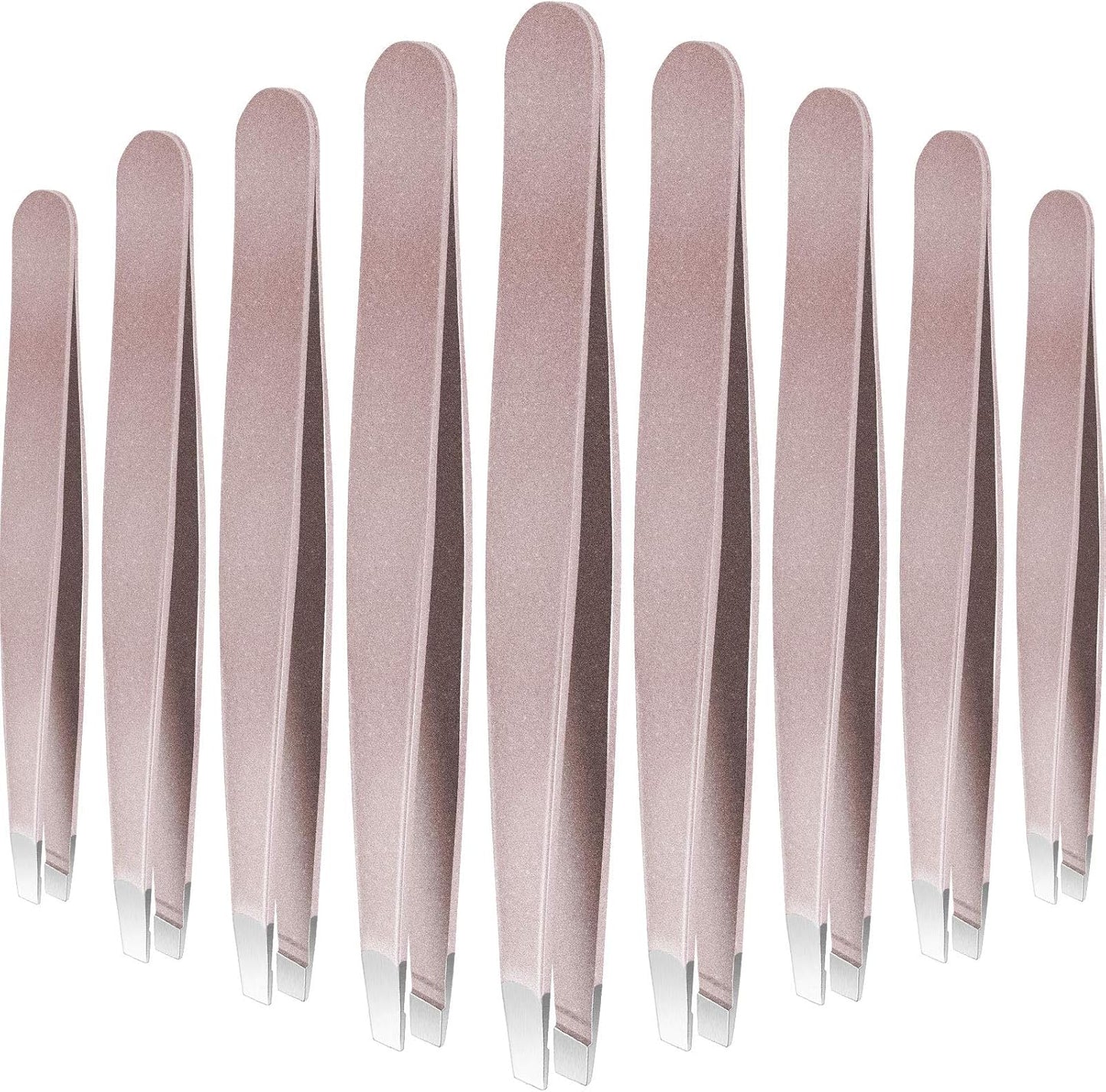 Mudder 12 Pcs Eyebrow Tweezers Set for Facial Hair Stainless Steel Slanted Tip Tweezers in Bulk for Men and Women(Silver)