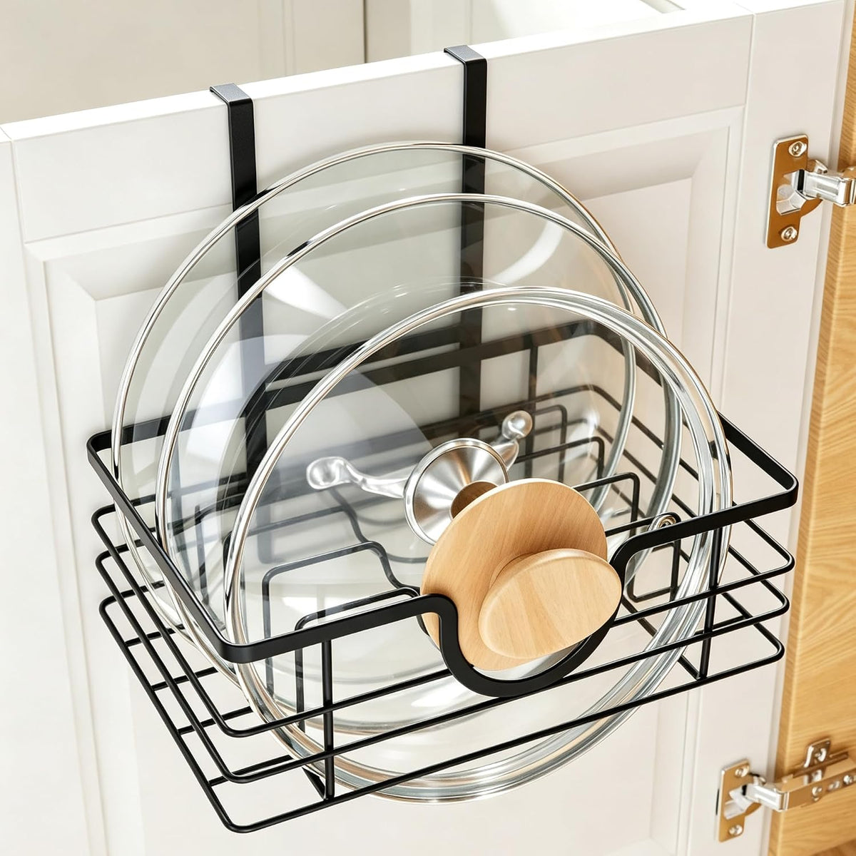 Pot Lid Organizer for Cabinet, Adjustable Height Pan Lid Holder