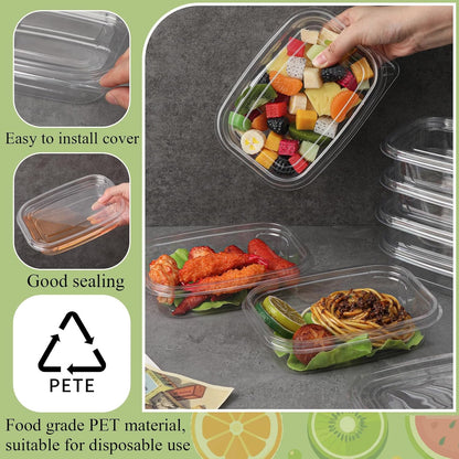 Chunful 36 Pcs 3 Compartment Transparent Snack Containers with Lids Disposable Bento Box Plastic Food Meal Prep Containers for Condiment Salad Dipping School Work Lunch