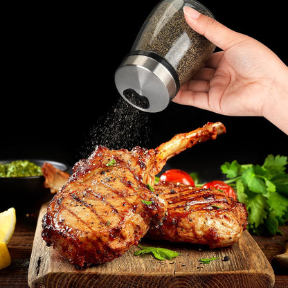 Accmor Salt and Pepper Shaker with Adjustable Pour Holes Spice Labels