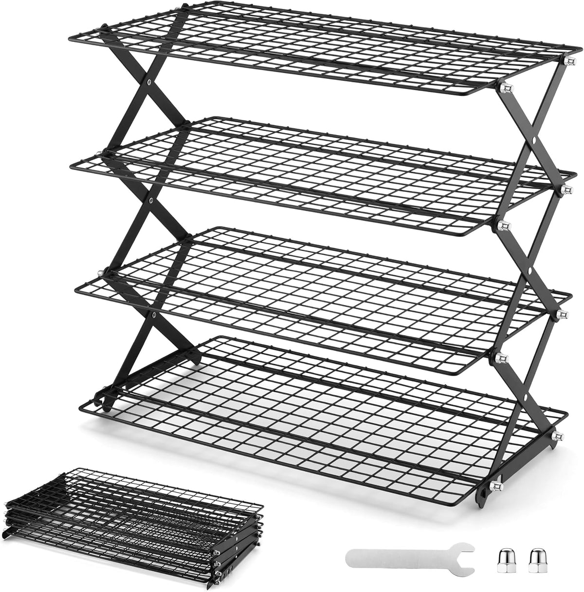 LIANYU 4-Tier Cooling Rack for Baking & Cooking, Collapsible & Space-Saving