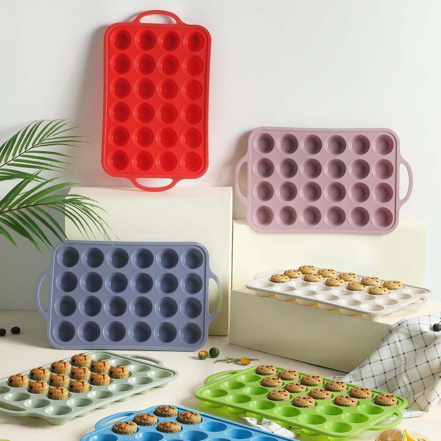 2 Packs 12 Cups Silicone Muffin Pan for Baking with Metal Reinforced Frame Regular Size Cupcake Pan Tray Egg Bites Silicone Cookie Molds Muffin Tin Tart Pans Sheet Set for Oven Dishwasher Safe