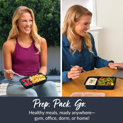 Bentgo Prep - 20-Piece 2-Compartment Reusable Meal Prep Containers with Lids, PFAS & BPA Free Materials, Durable, Microwave, Freezer, & Dishwasher Safe To Go Food Storage (Rose Gold)