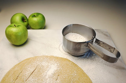 RSVP International Endurance® Stainless Steel Vintage One-Hand Sifter, 1 Cup | Top Cakes, Sift Flour, Marinade BBQ & More | Dishwasher Safe | Powder Sugar, Sift Flour, Spread Toppings & More
