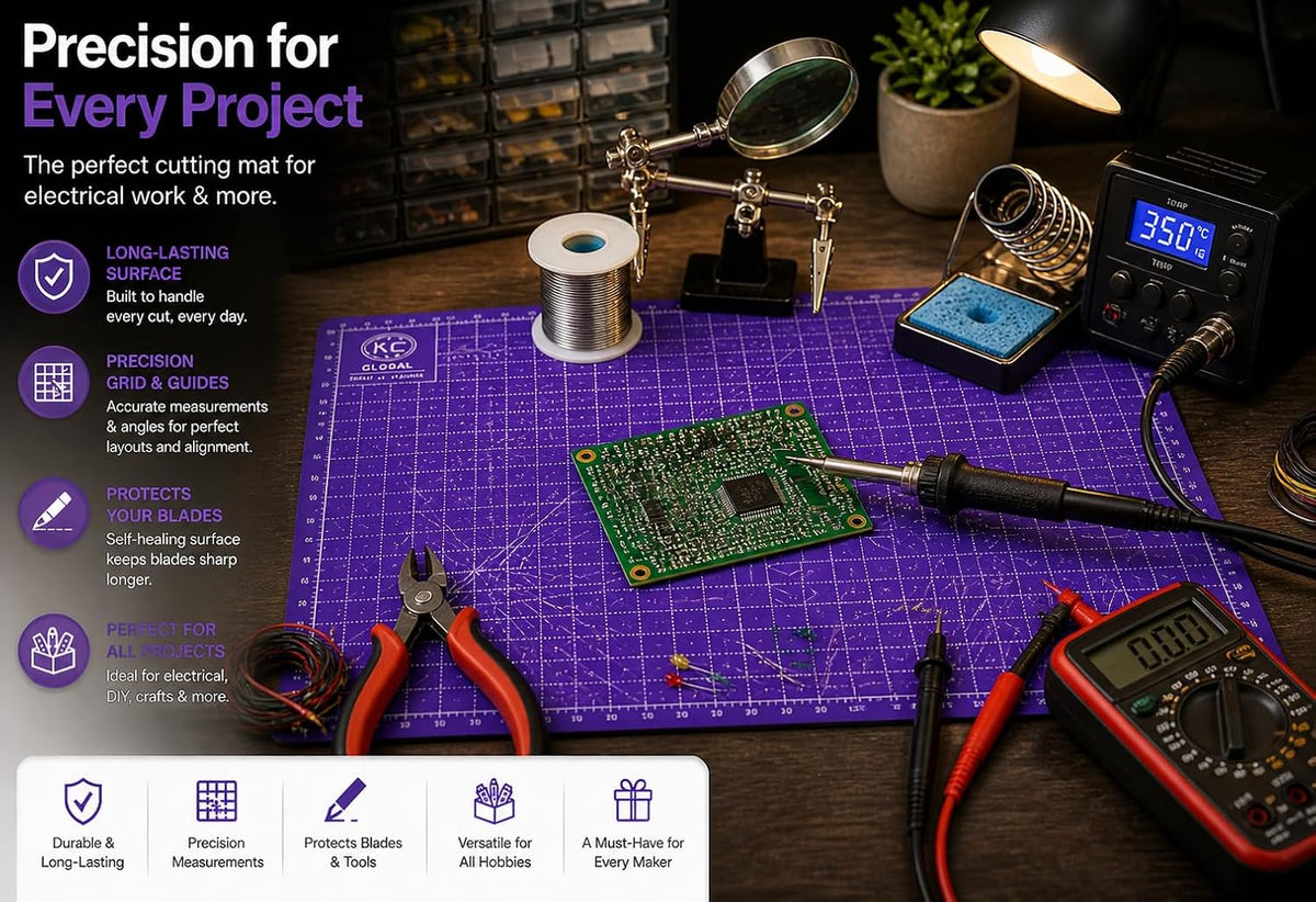 KC GLOBAL A3 (19"x13") Professional Grade Self-Healing Cutting Mat (Purple) - Odor-Free, Double-Sided, Eco-Friendly, Non-Slip, Premium Desk mat for DIY, Crafting, Model Building,and Art Projects