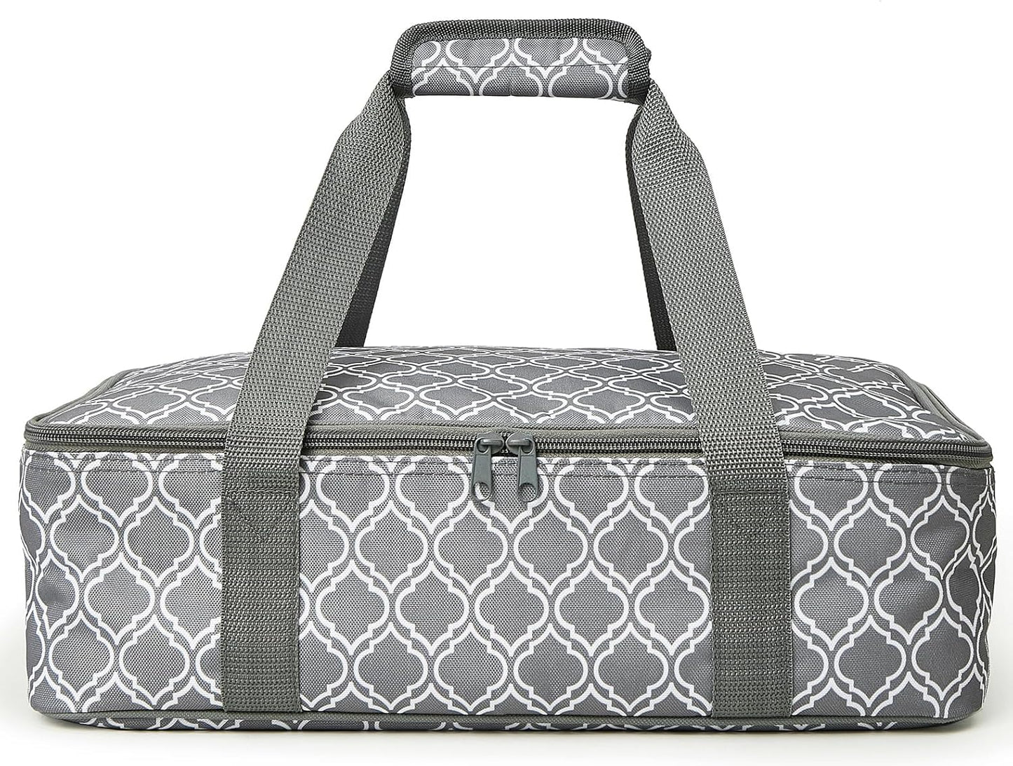 Lestyn Insulated Casserole Carrier Bag - Portable Reusable Food Transport Tote Bag Fits 9x13 Lasagna Baking Dish Pan to Keep Food Hot/Cold for Gathering/Potluck Parties/Cookout/Camping/Offices-Gray