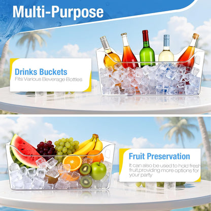 Ice Buckets for Parties, YOPIKUU 2 PCS Thickened Beverage Tub with Scoops, Large Clear Acrylic Champagne Bucket for Beverage, Wine, Beer, Mimosa Bar Supplies
