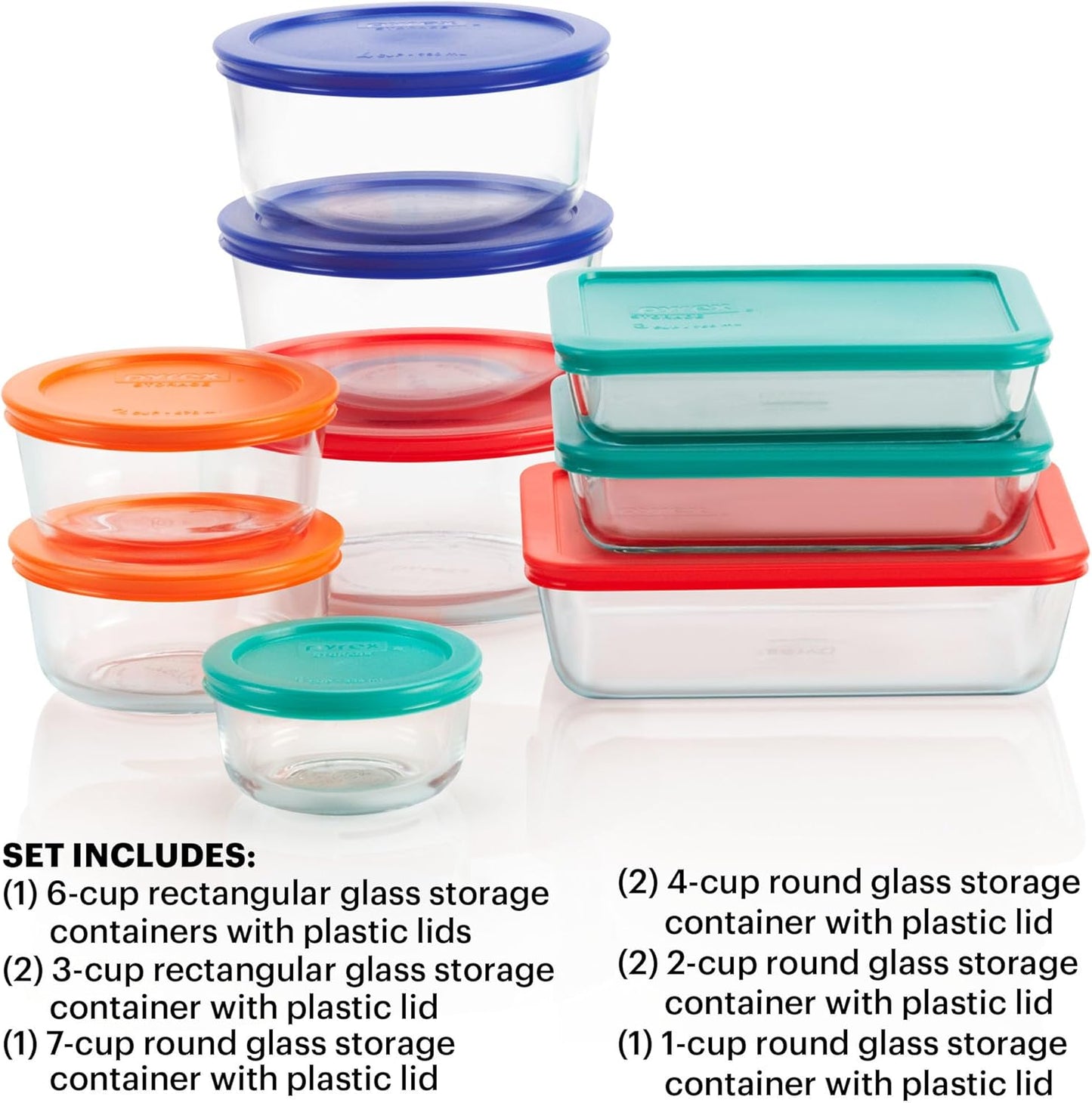 Pyrex Simply Store (12-Pack) Glass Food Storage Containers Set, (1, 2, & 3 Cup) Meal Prep Containers with Plastic BPA-Free Lids, Dishwasher & Microwave Safe