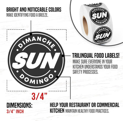 Easy Identification Date Stickers 7,000 Days of the Week Stickers – Sunday 3/4" Days of the Week Food Labels – Day Dots for Food – Restaurant Supplies – Best By Commercial Kitchen Supplies