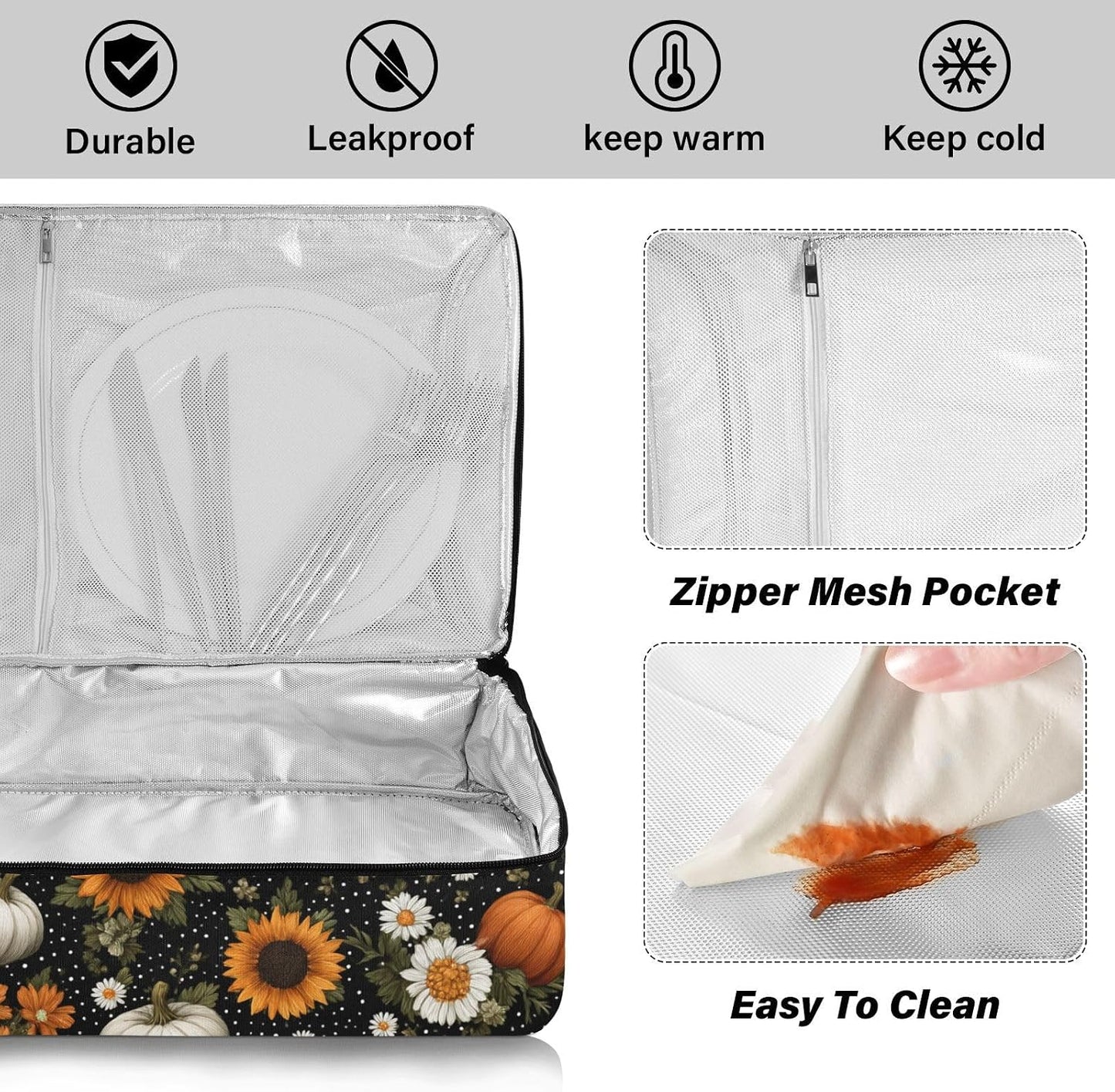 Casserole Carriers for Hot or Cold Food Reusable Casserole Dish Carrier Insulated Thermal Large Capacity Durable Perfect for Party Camping Family Gatherings Yellow Fish - Colors B