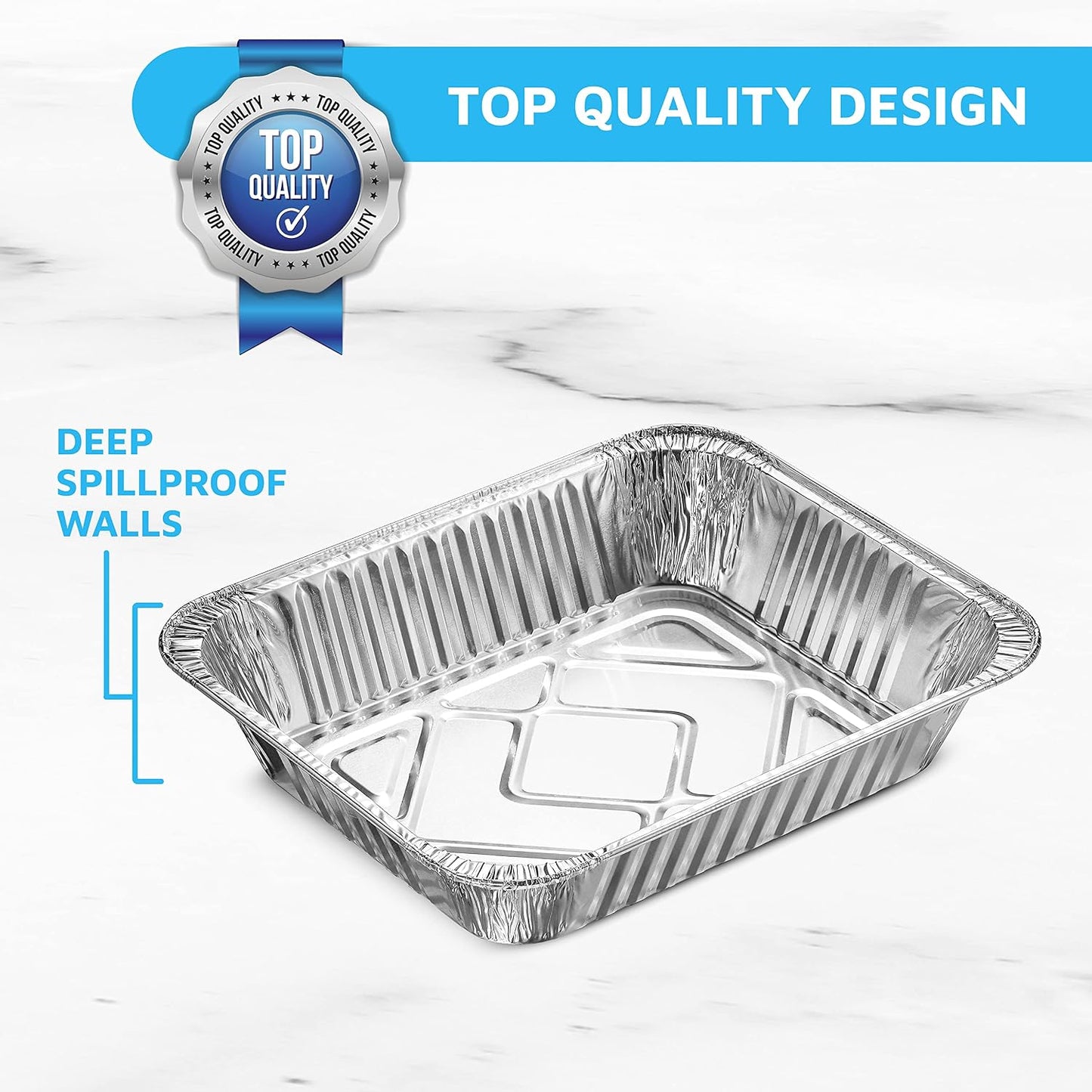 MontoPack Half-Size Aluminium Foil Lids | [100 Pack] Perfect Fit for 9x13 Roasting Pans | Premium Quality for Baking & Catering | Disposable Food Prep Containers Lids