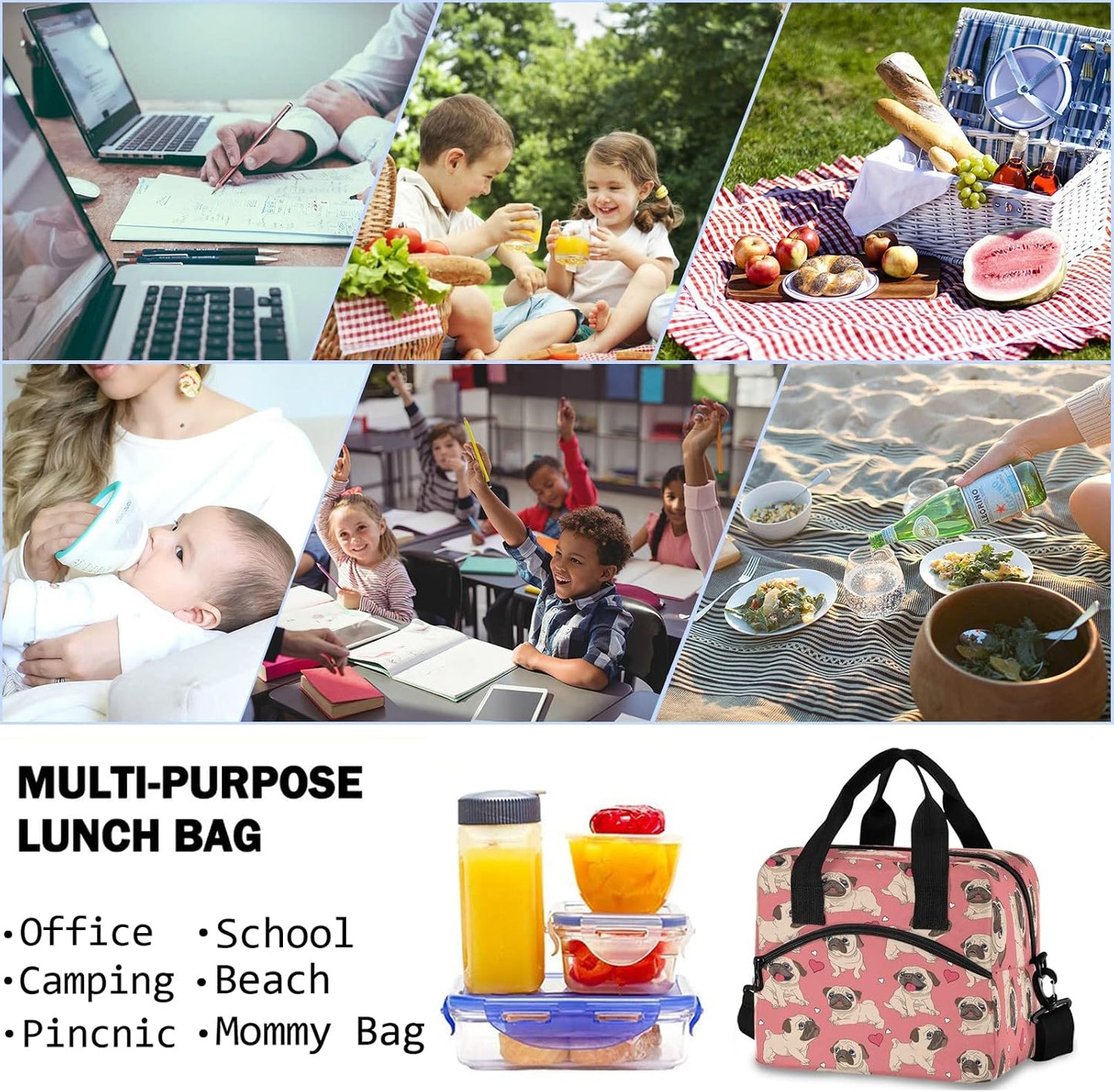 Colorful Leopard Insulated Lunch Bag Rainbow Animals Skin Print Reusable Cooler Lunch Tote Box with Shoulder Strap for Work Picnic School Beach