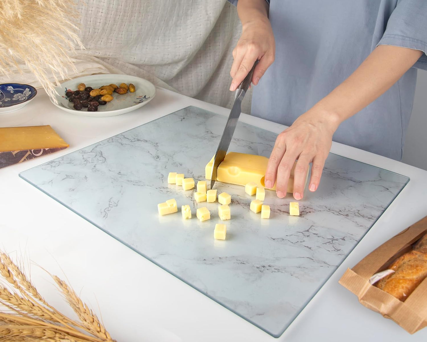 Kitchenville Glass Cutting Board 20”x16”: Tempered Glass Kitchen Counter Protector - Durable- Scratch-Resistant, Heat-Proof - Clear Design