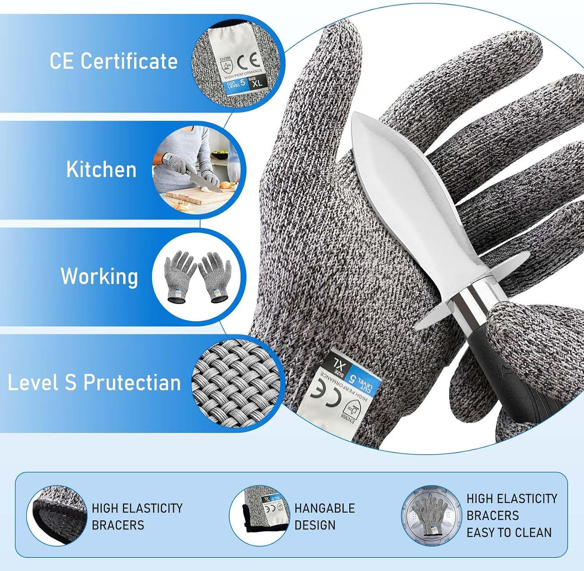 2026 New Oyster Shucker & 2 Shucking Knife Kit with Safety Gloves, Stainless Steel Oyster Opener Easy Leverage Design for Safe Fast Oyster Shucking Keep the Juice