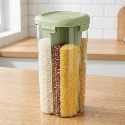 4 Compartment Airtight Cereal Storage Containers Set with Lids 2.9 Qt | Food Storage Jar, Pantry Organization, Pasta Cereal Dry Food, Stackable Pantry Storage Container, Nordic Style Storage