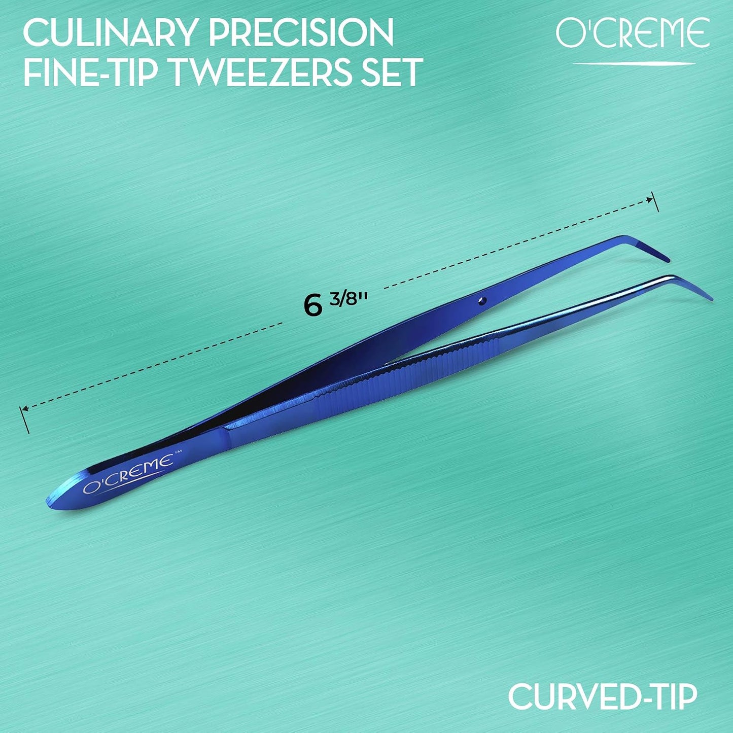 O'Creme Stainless Steel Precision Kitchen Tweezer Tongs 6.25" with Fine Tip (Purple)