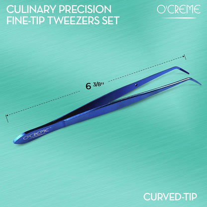 O'Creme Stainless Steel Precision Kitchen Tweezer Tongs 6.25" with Fine Tip (Purple)