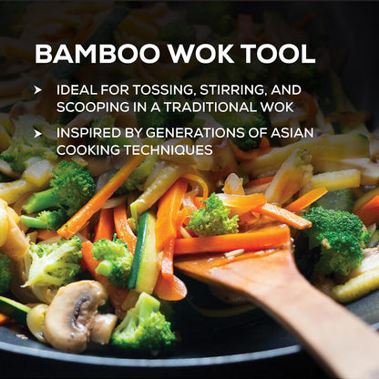 Helen's Asian Kitchen Bamboo Stir Fry Spatula, 13-Inch, Wok Cooking Tool For Stirring, Mixing, Turning, And Serving