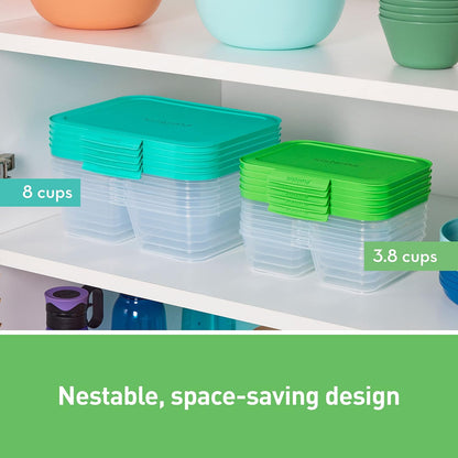 Sistema Nest It Meal Prep Food Storage Containers, 3 Compartments, 8 Cups, BPA-Free, 5-Pack