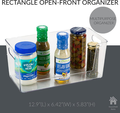 Simplify Rectangular Open Front Organizer Bin | Kitchen Cabinet & Pantry | Fridge Storage | Bathroom | Office Tote | Super Clear