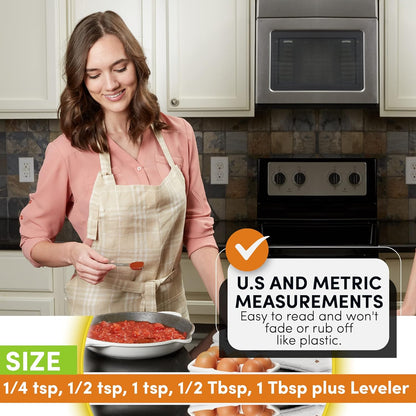 Spring Chef Stainless Steel Measuring Cups and Spoons Set of 14 with Leveler, Nesting Kitchen Metal Measuring Cups and Spoons Set for Dry and Liquid Ingredients, Perfect for Cooking & Baking