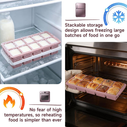 Silicone Freezer Trays with Lid for Soup, 1-Cup & 2-Cup Large Ice Cube Molds Food Storage Containers for Meal Prep, Freeze 500mL/250mL/125mL Portions – 2 Pack