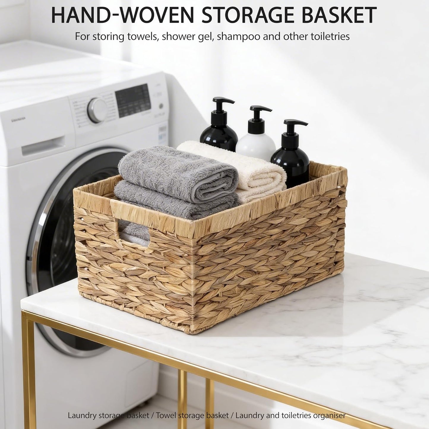 Storage Container, Natural Water Hyacinth Storage Bins Rectangular Basket,Arts and Crafts.