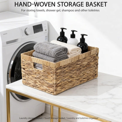 Storage Container, Natural Water Hyacinth Storage Bins Rectangular Basket,Arts and Crafts.