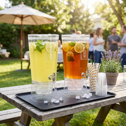 Drip Mat Fit for Drink Dispenser, Drip Tray for 2 Glass Drink Dispensers | Fits Dual Beverage Dispensers And Catches Drips, Condensation And Spills For Cleaner Party Tables And Drink Stations