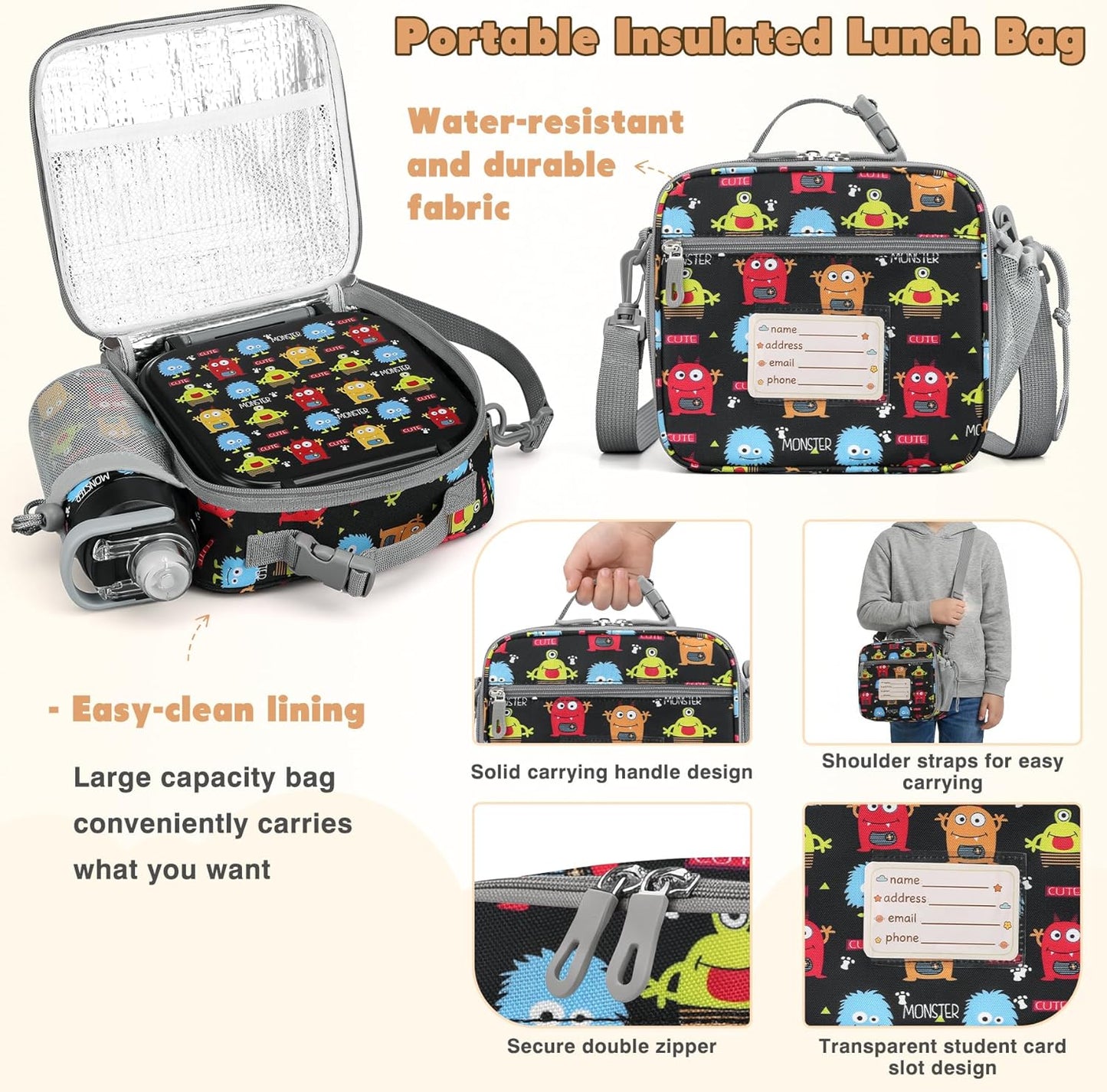 Bento Lunch Box for Kids with 7oz Soup Thermo,Insulated Stainless Steel Kids Water Bottle with Straw and Insulated Lunch Bag,Leak-Proof Lunch Food Container with Ice Pack for School (Purple-Mermaid)
