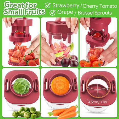 Small Fruit Cutter for Grape, Strawberry, Cherry Tomato (Red)