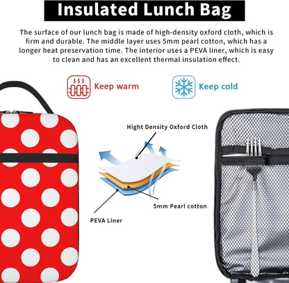 70s Retro Mushroom Floral Insulated Lunch Bag Reusable Cooler Lunch Box Portable Leakproof Thermal Container Tote Bags for Girls Boys School Travel