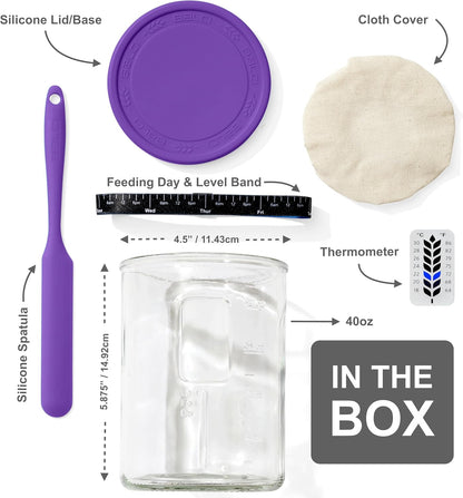 BALCI Premium Sourdough Starter Jar - 40oz Wide Mouth Kit (Blue)
