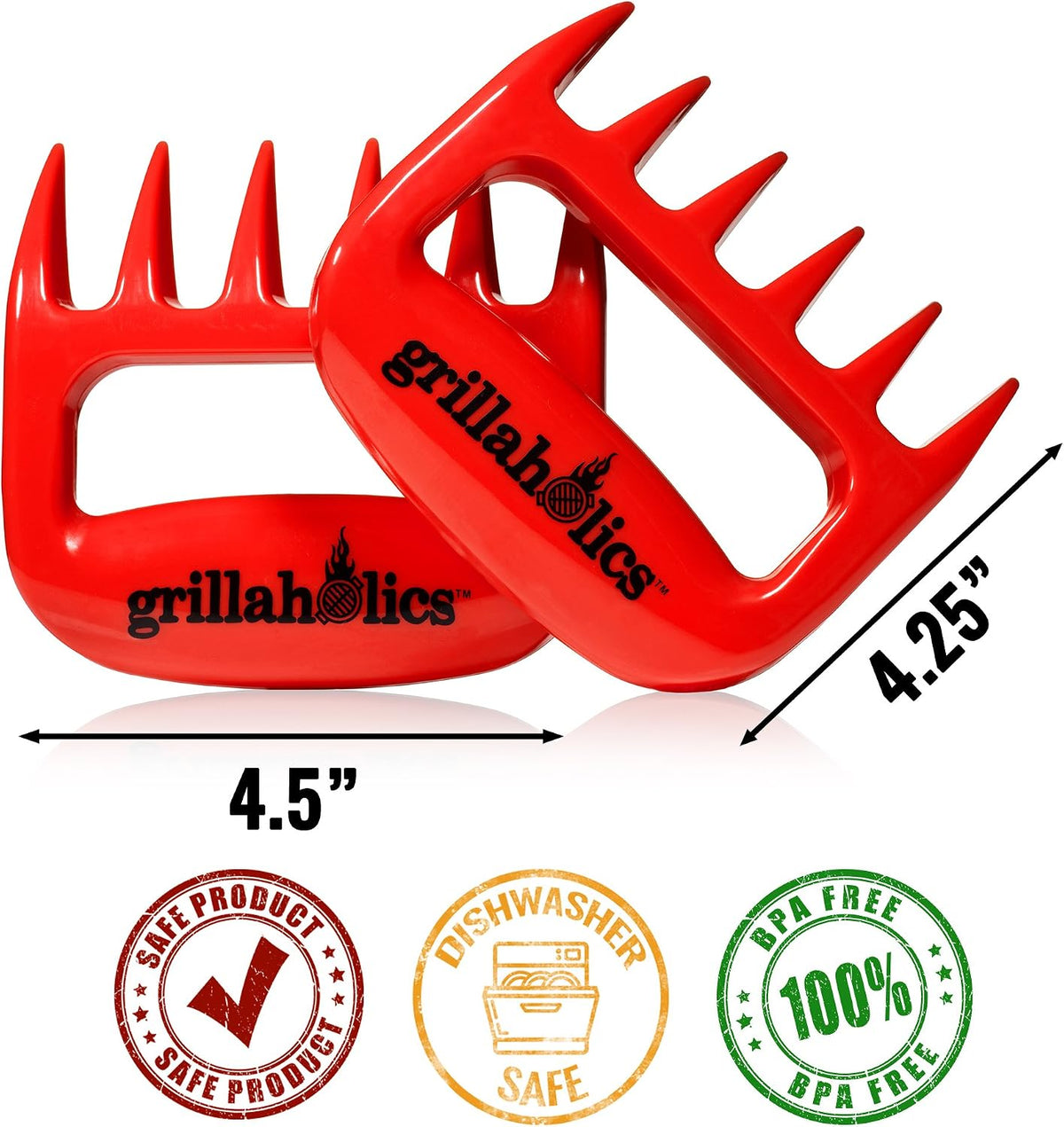 Grillaholics Meat Shredder Claws for Shredding Chicken, Pulled Pork & More