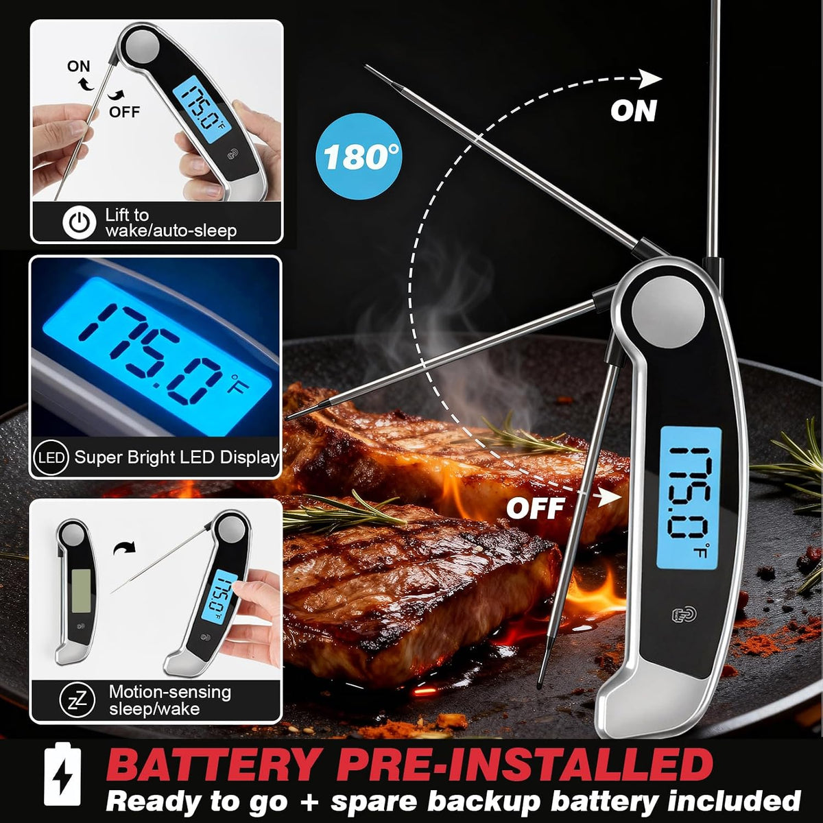 Oven Thermometer 2.75-Inch Dual Scale, 50-300°C/100-600°F, NSF 2‑Pack