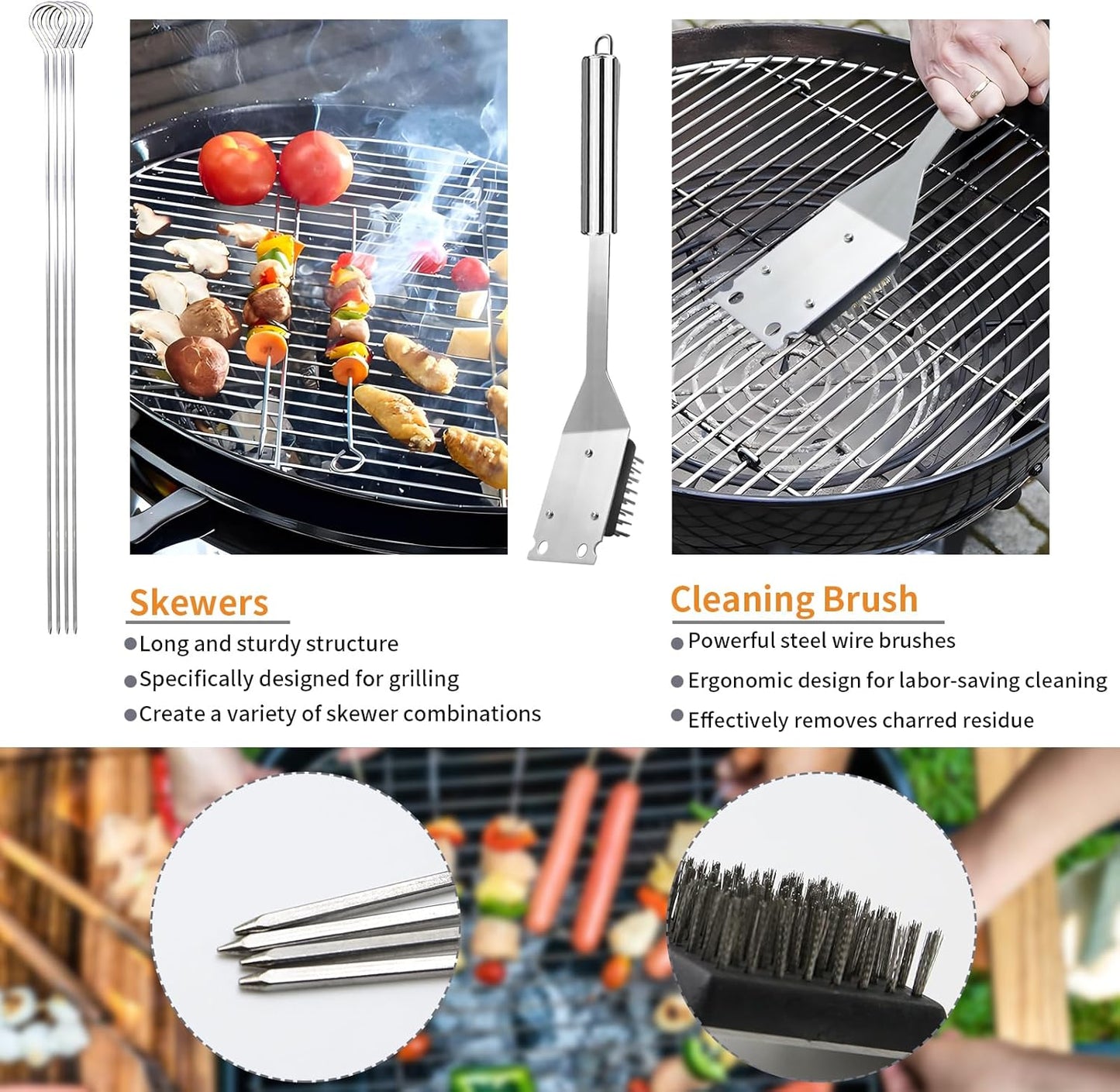 28PCS Stainless Steel BBQ Grill Accessories Set, Grilling Gifts for Men Birthday Father's Day, Portable Multifunction Grilling Utensils Tools Kit with Storage Bag for Outdoor Grill Camping BBQ Party