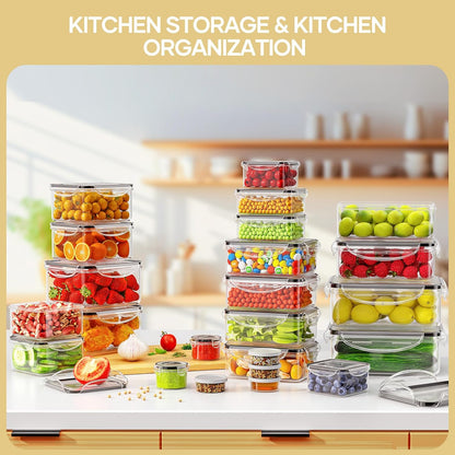 HOMETALL 40 PCS Food Storage Containers with Lids Airtight, 100% Leakproof Plastic Meal-Prep Containers Reusable(20 Containers & 20 Lids),Microwave and Dishwasher Safe, Includes Labels & Pen