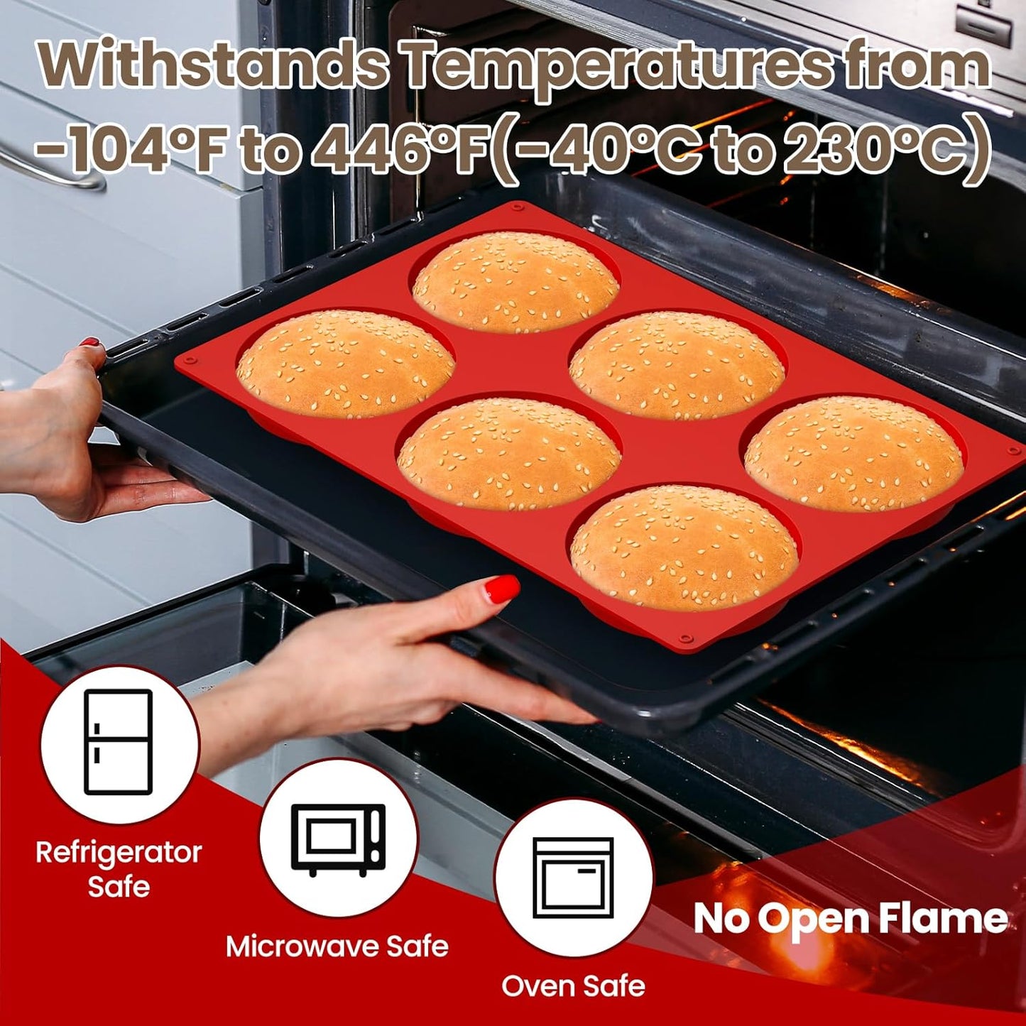 Redfly Silicone Egg Molds for Breakfast Sandwiches 2 Pcs, Non Stick 3 Inch Egg Bites Baking Pans, Silicone Muffin Pans for Baking, Round Muffin Top Pan for Whoopie Pie Pan, Tarts, Quiche