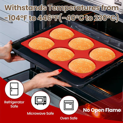 Redfly Silicone Egg Molds for Breakfast Sandwiches 2 Pcs, Non Stick 3 Inch Egg Bites Baking Pans, Silicone Muffin Pans for Baking, Round Muffin Top Pan for Whoopie Pie Pan, Tarts, Quiche