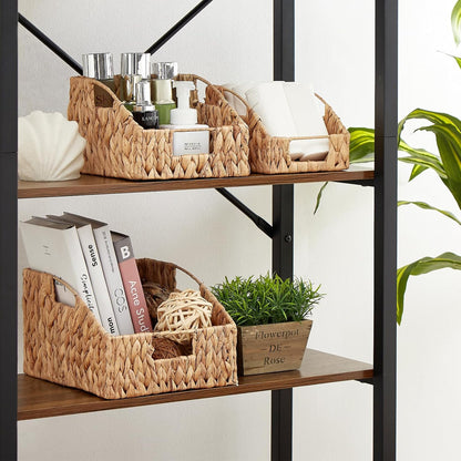 Vagusicc Wicker Storage Baskets for Organizing, 3-pack Hand-Woven Wicker Baskets with Built-in Handles, Water Hyacinth Storage Baskets for Shelves Storage, Small Pantry Baskets Kitchen Organizers