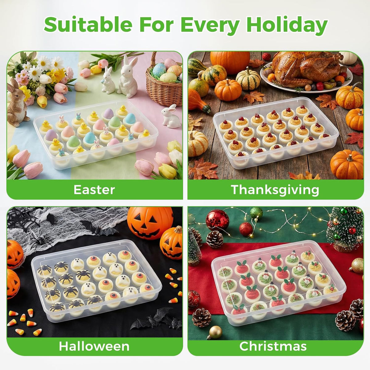 HANSGO Deviled Egg Containers with Lid, Plastic Egg Holder for 24 Eggs