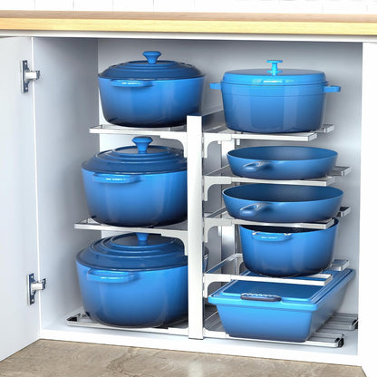 ORDORA Pots and Pans Organizer Under Cabinet 16.6", 8-Tier Adjustable Rack